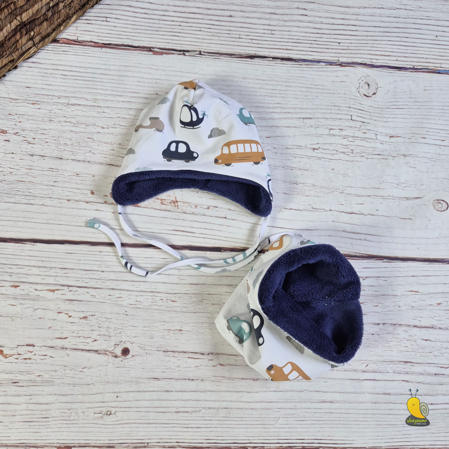 Gyerek megkötős bélelt, téli sapi - Autók