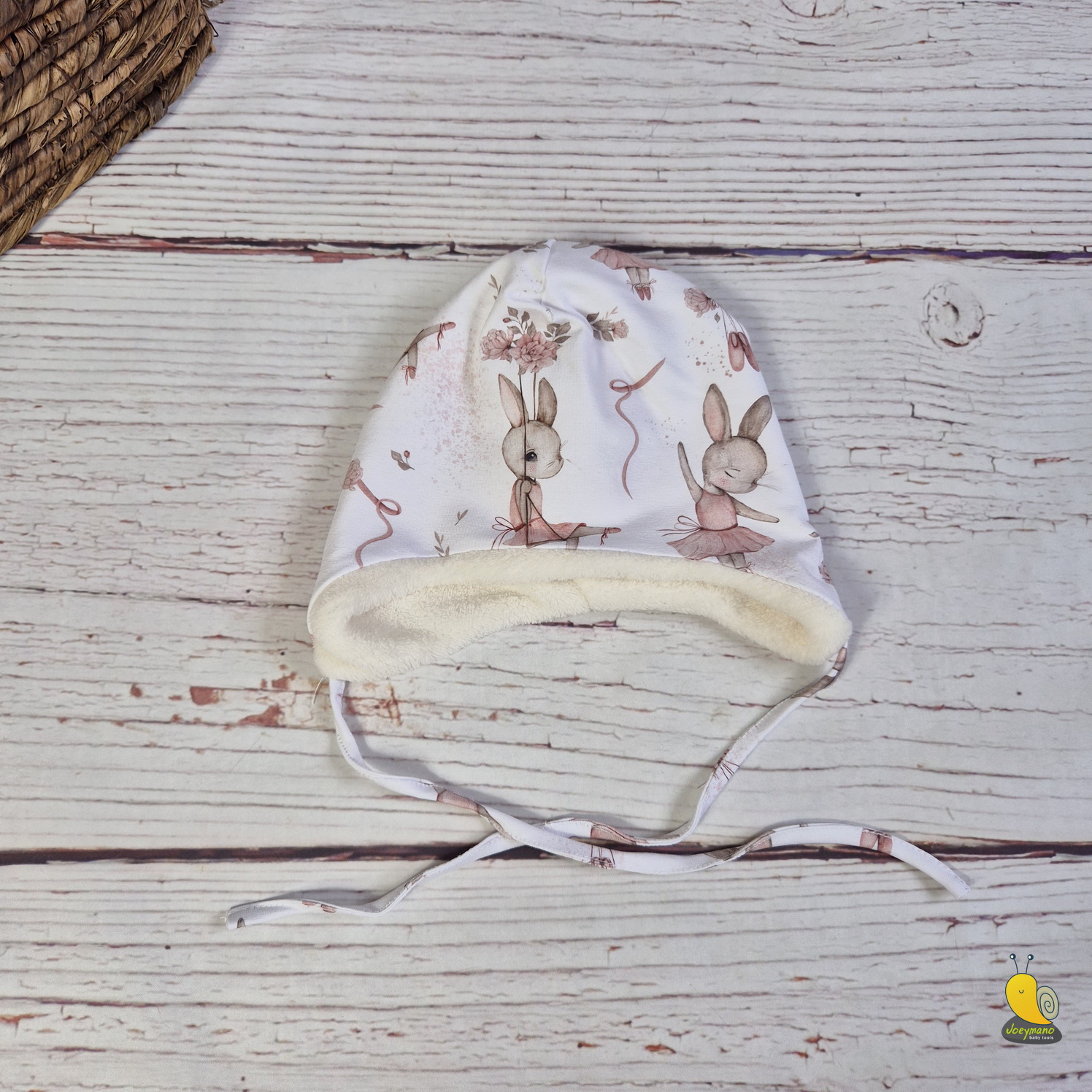 Gyerek megkötős bélelt, téli sapi - Balerina nyuszi