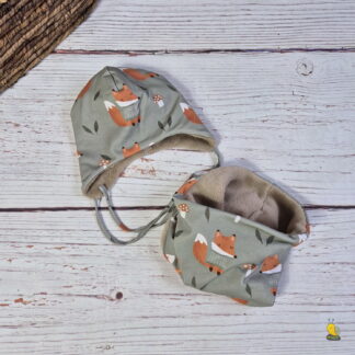 Gyerek megkötős bélelt, téli sapi - Rókák